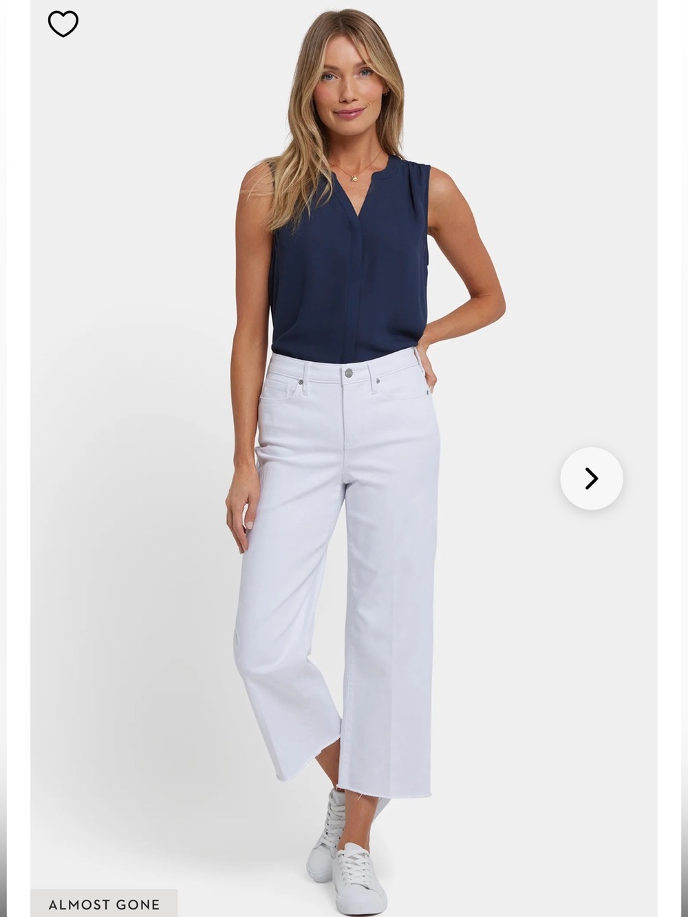 NYDJ  sz 12  Coco wide leg relaxed fit raw hem optic white jeans NWT
